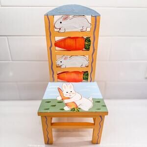 Hand Painted Wooden Easter/Spring High Back Chair Decor Display, 12.5” Tall
